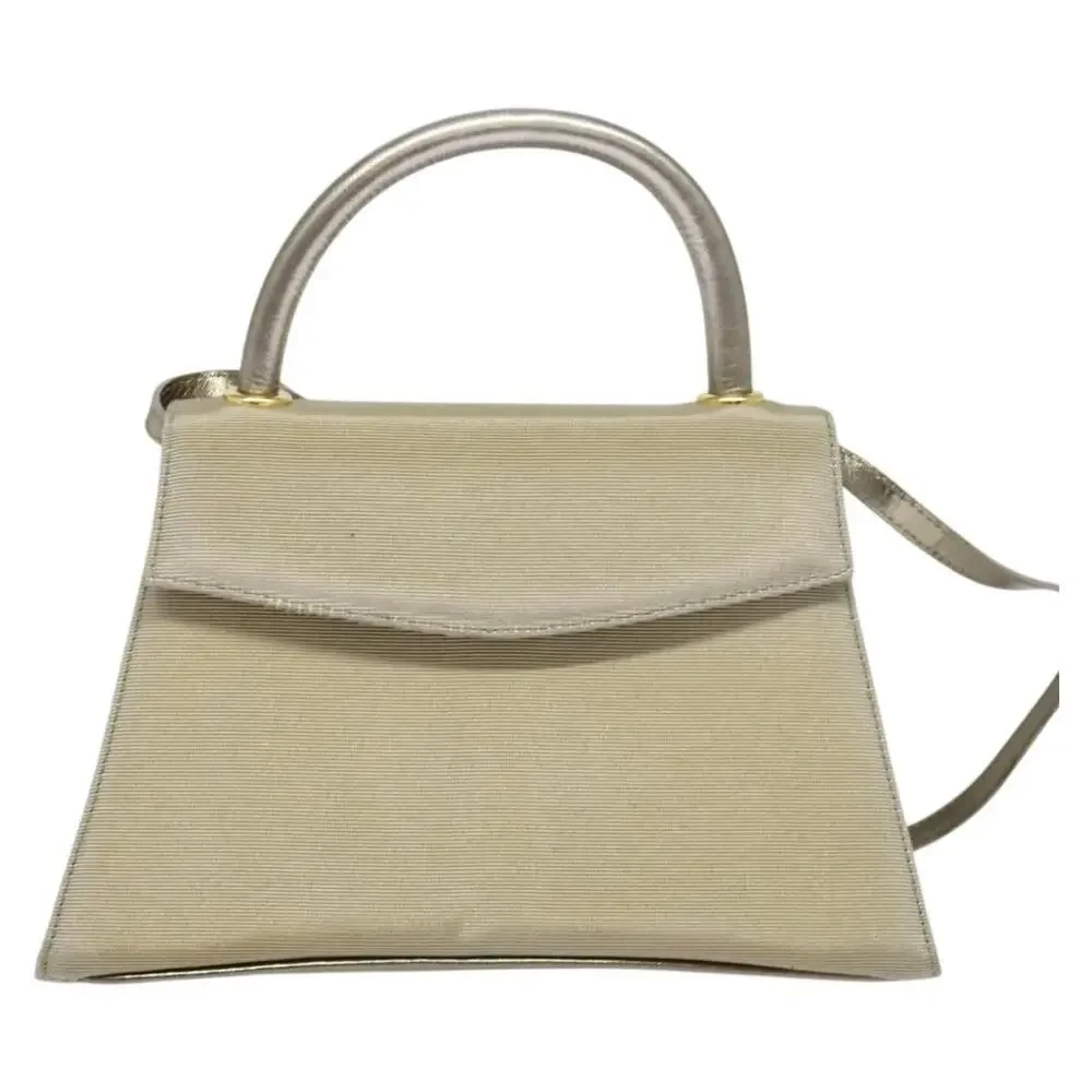 Salvatore Ferragamo Nylon Vara Handbag Beige